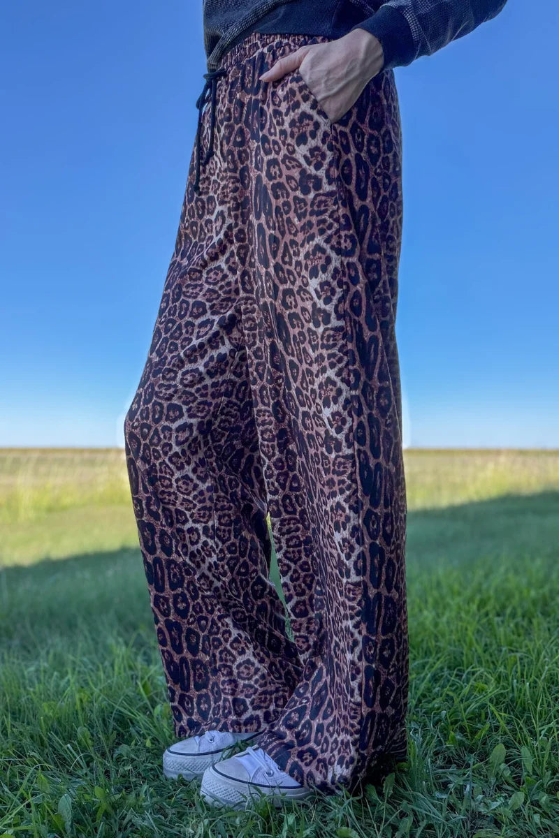 Wild Side Leopard Wide Leg Pants