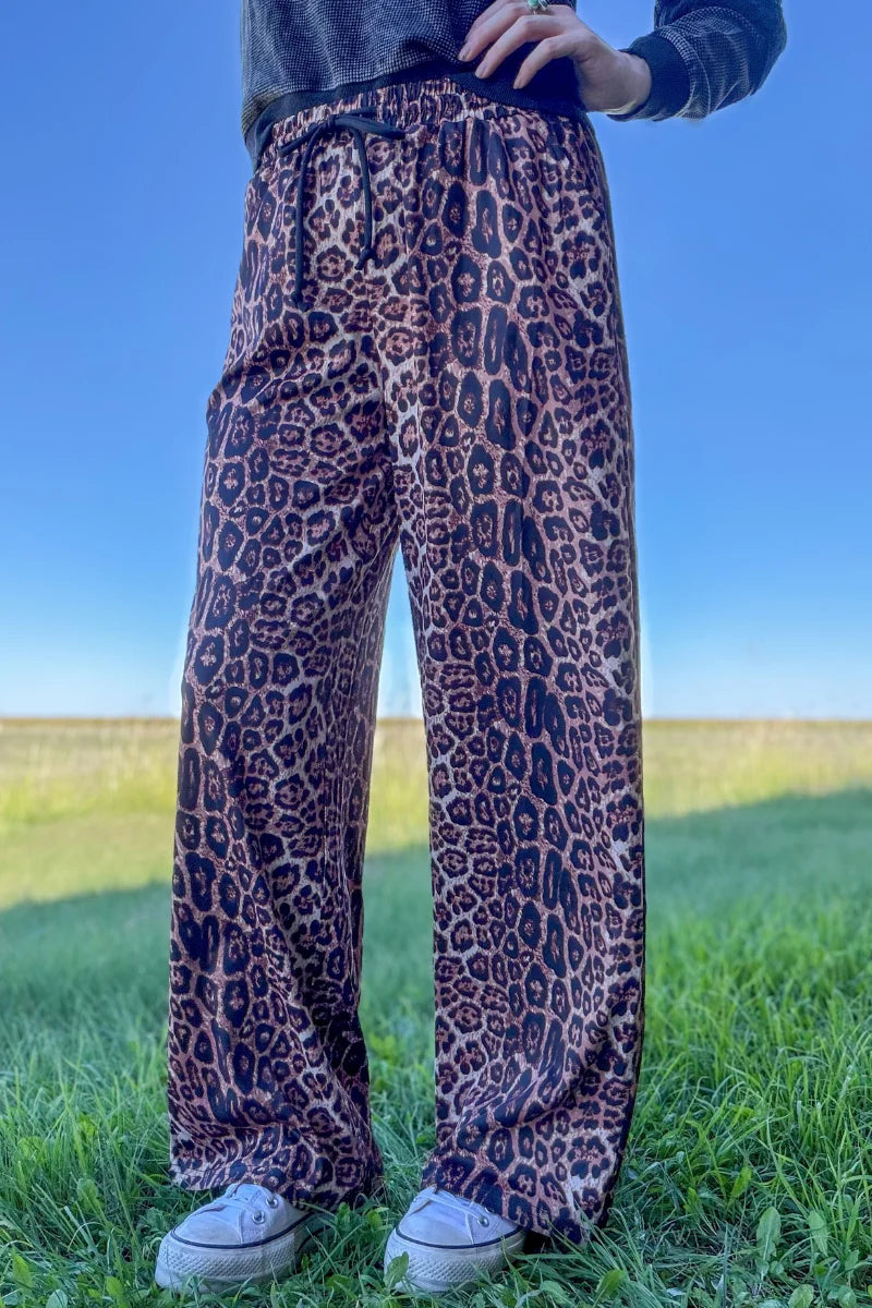 Wild Side Leopard Wide Leg Pants