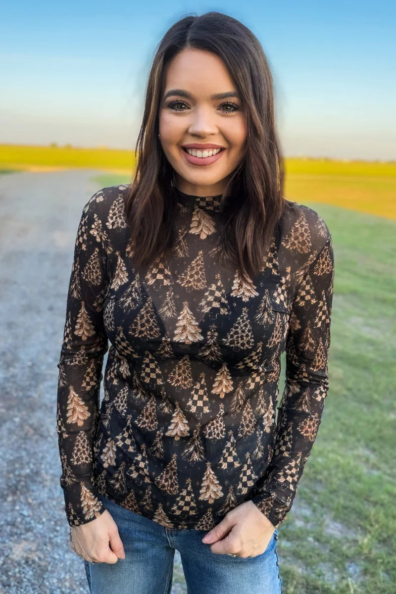 Merry Mightnight Mesh Top