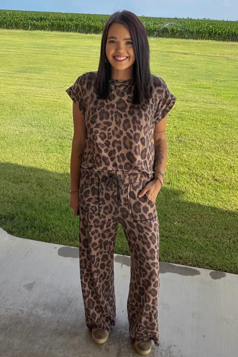 Wild Side Leopard Print Ribbed Top | Sterling Kreek