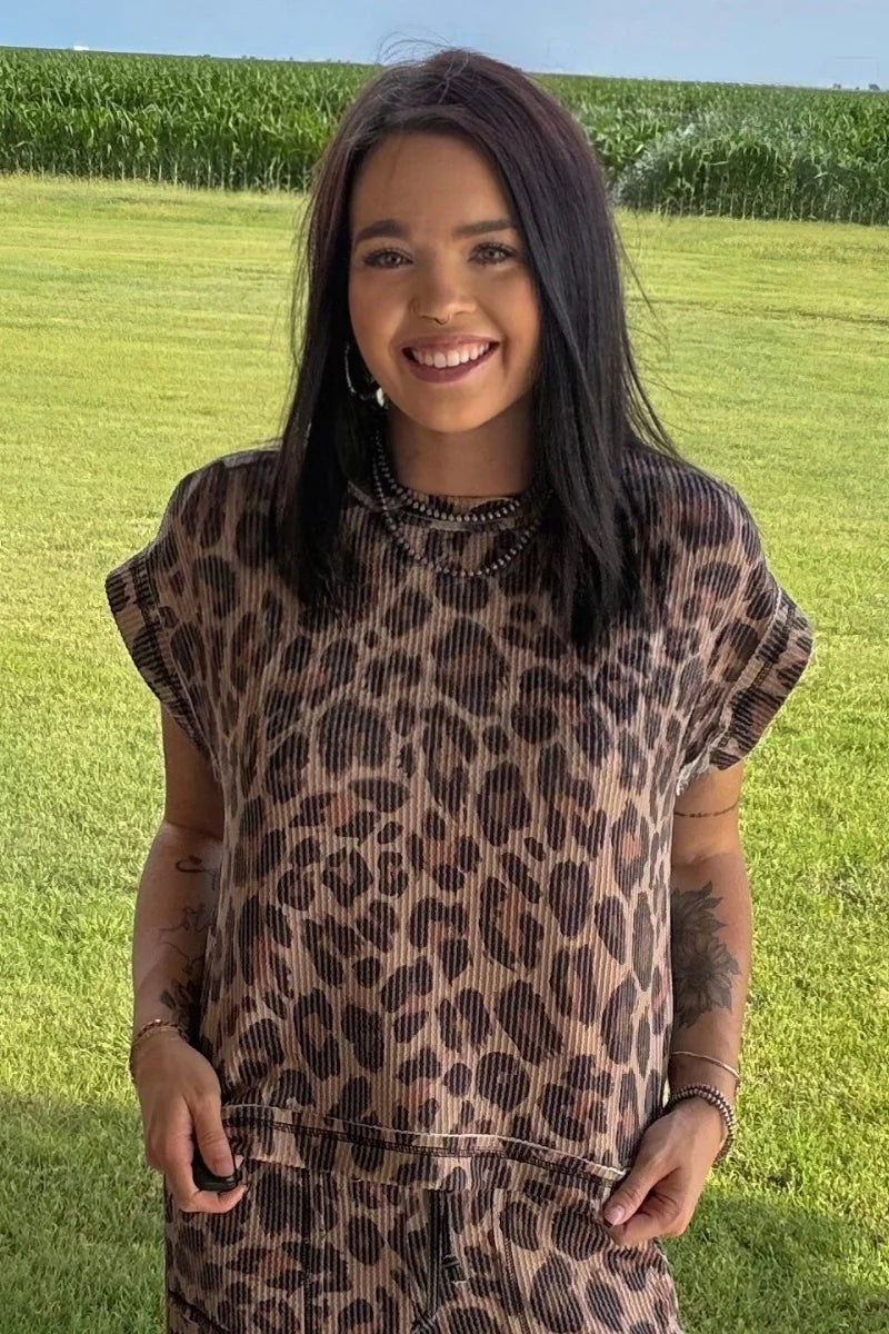 Wild Side Leopard Print Ribbed Top | Sterling Kreek