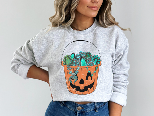 Trick or Treatin’ for Turquoise Crewneck