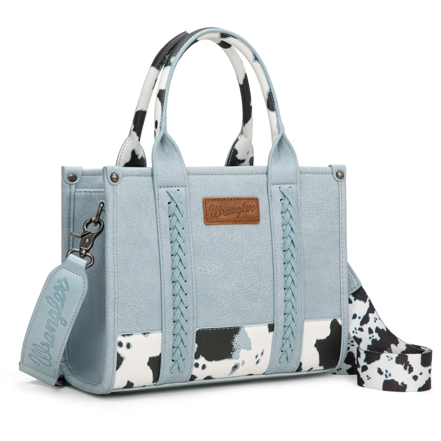 Cow Print Accented Wrangler Concealed Carry Crocodile Pattern Tote/Crossbody Bag by Wrangler