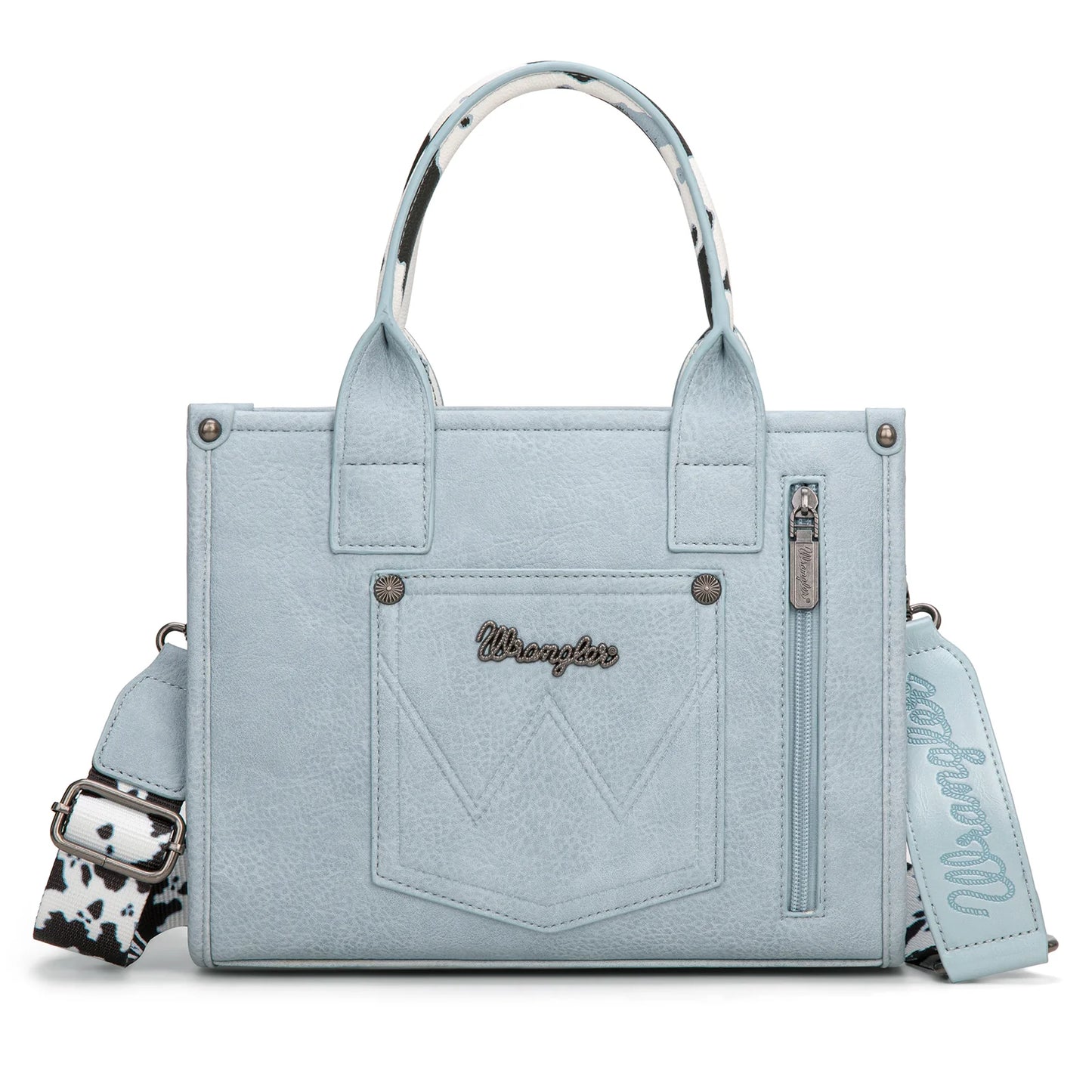Cow Print Accented Wrangler Concealed Carry Crocodile Pattern Tote/Crossbody Bag by Wrangler