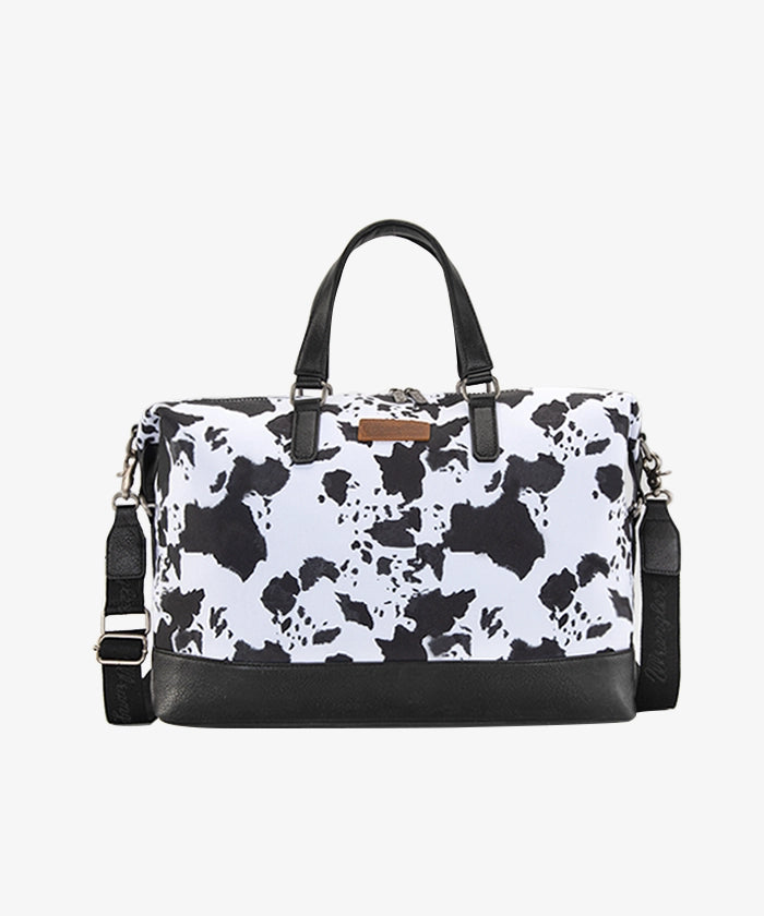 Wrangler Western  Cow Print Trolley Sleeve Weekender Bag with Adjustable Shoulder Strap