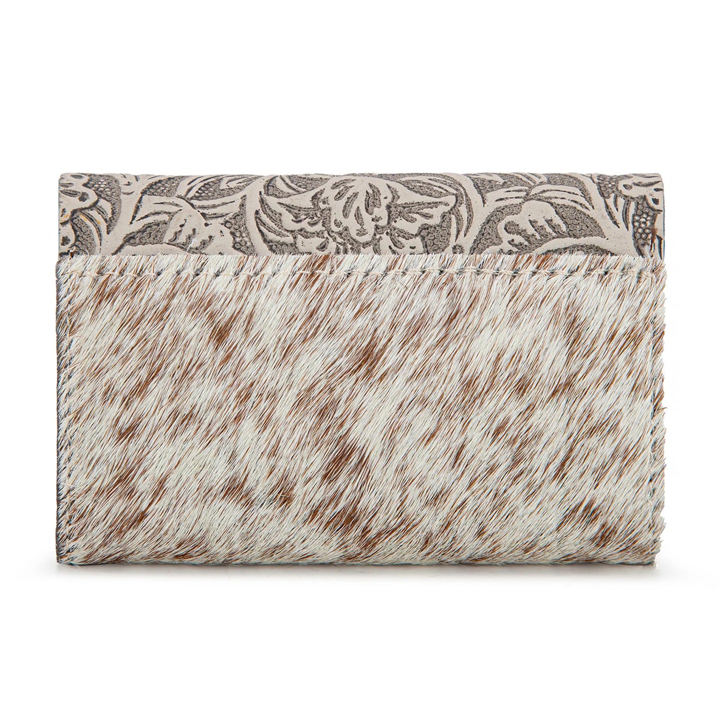 Wrangler Hair-On Cowhide Floral Tooled Card Holder