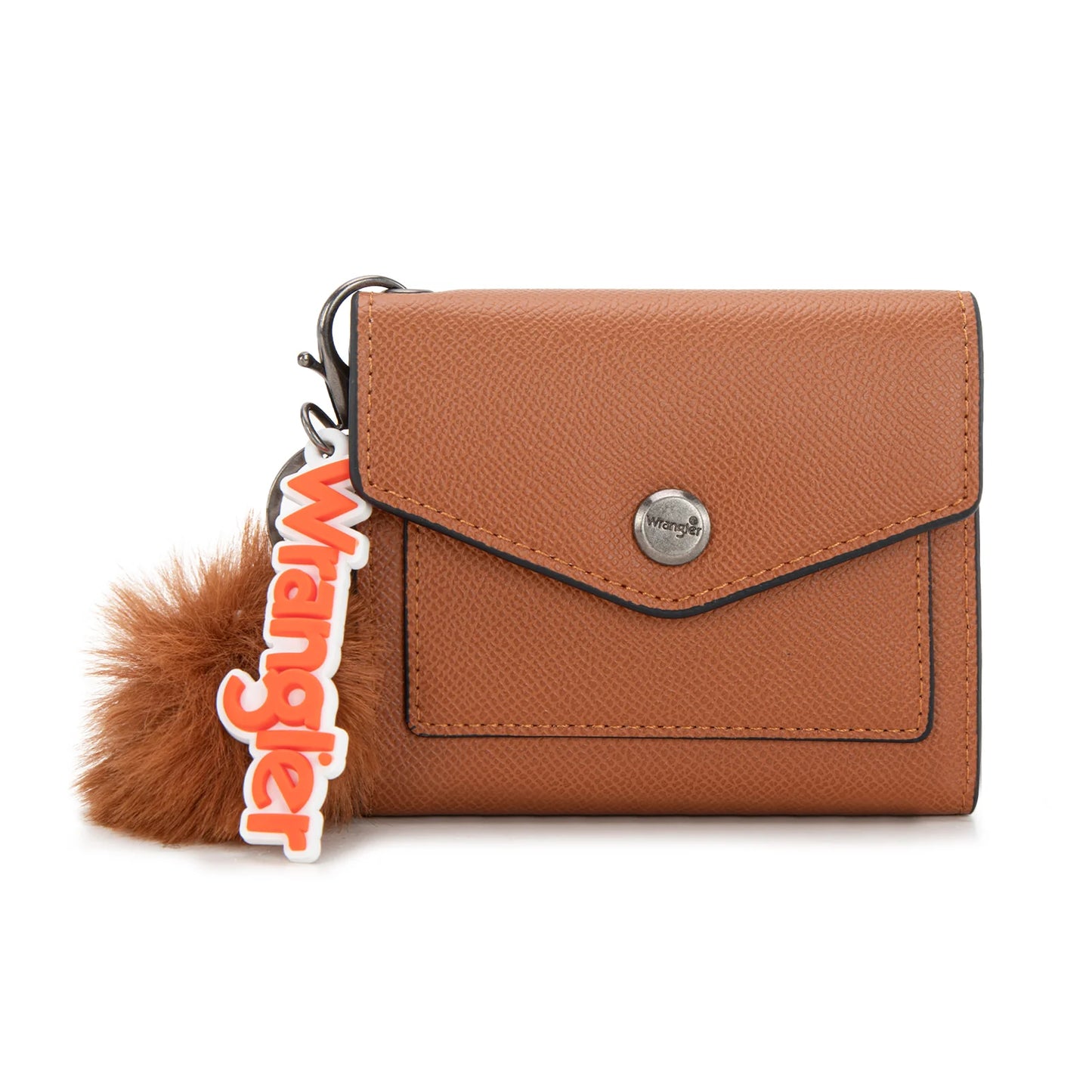 Wrangler Floral Tooled Card Wallet Wristlet with Pom Pom