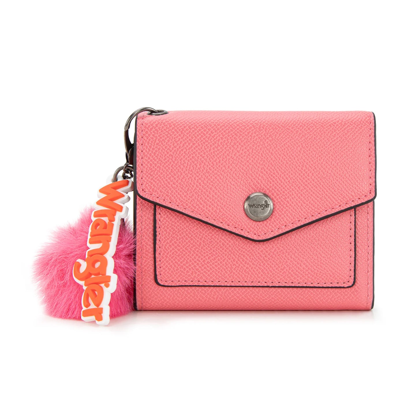 Wrangler Floral Tooled Card Wallet Wristlet with Pom Pom