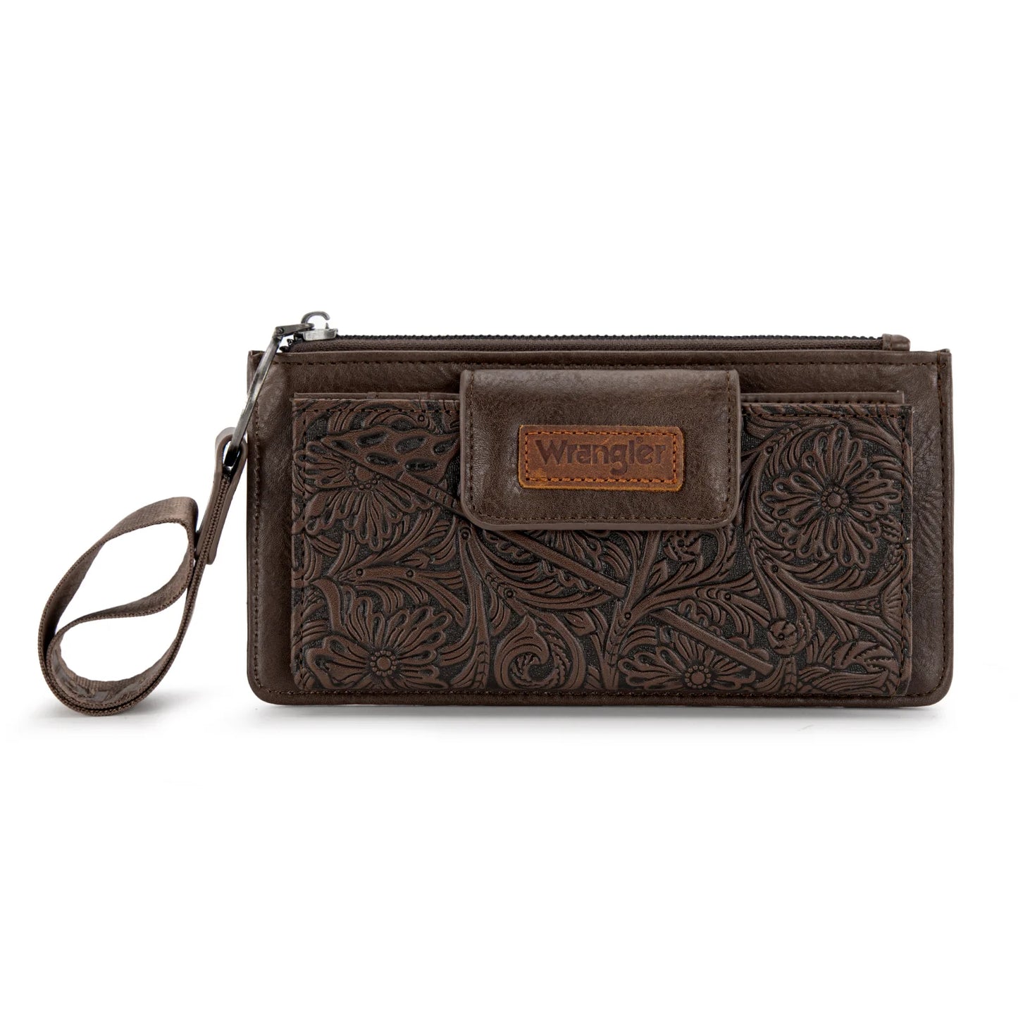 Wrangler Vintage Floral Tooled Card Wallet/Wristlet