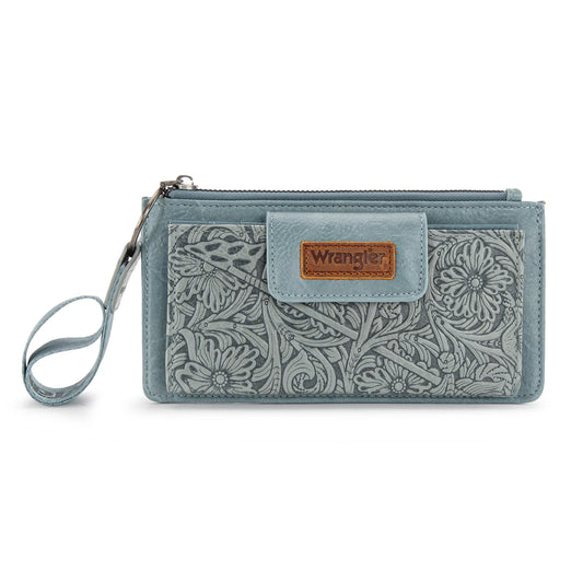 Wrangler Vintage Floral Tooled Card Wallet/Wristlet