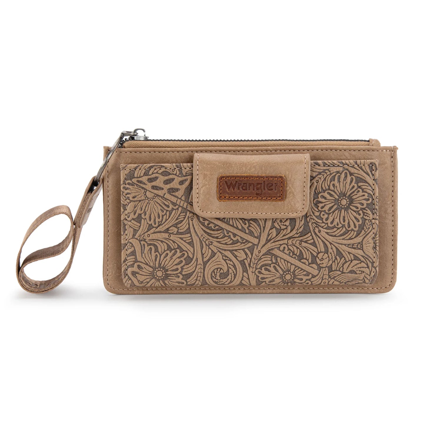 Wrangler Vintage Floral Tooled Card Wallet/Wristlet