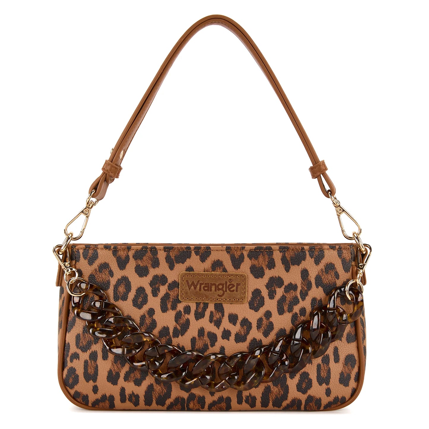 Wrangler Western Leopard Print Shoulder Bag with Chain Detail