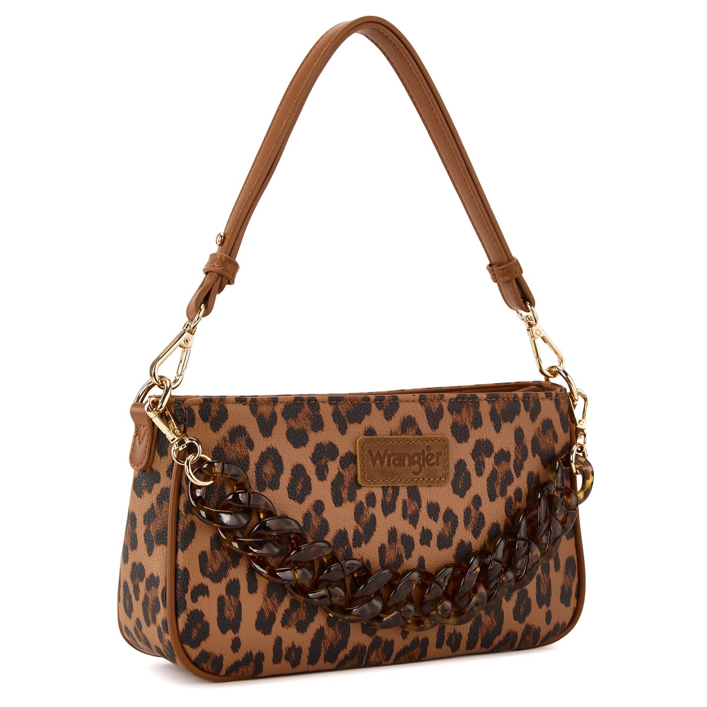 Wrangler Western Leopard Print Shoulder Bag with Chain Detail