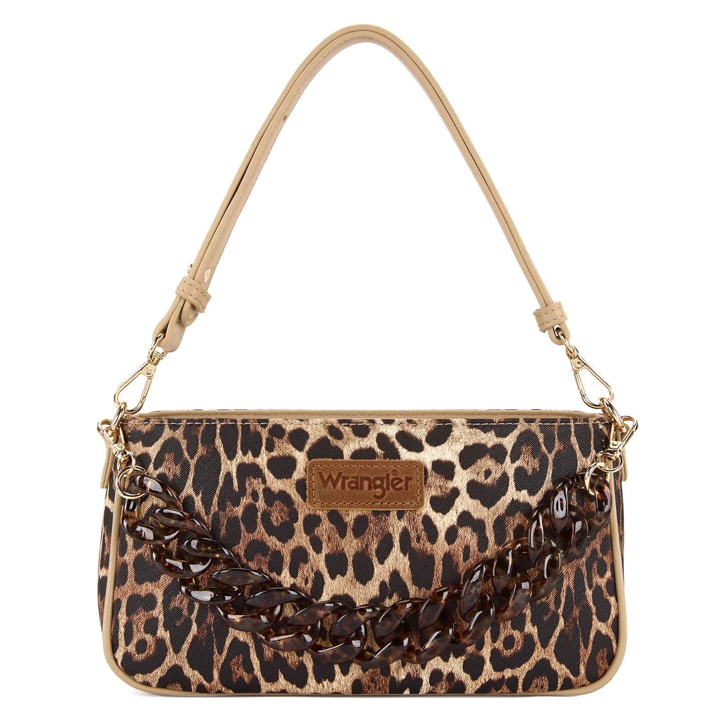 Wrangler Western Leopard Print Shoulder Bag with Chain Detail