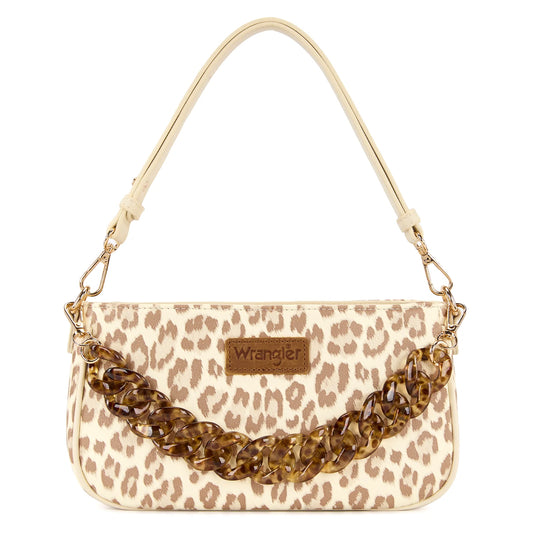 Wrangler Western Leopard Print Shoulder Bag with Chain Detail