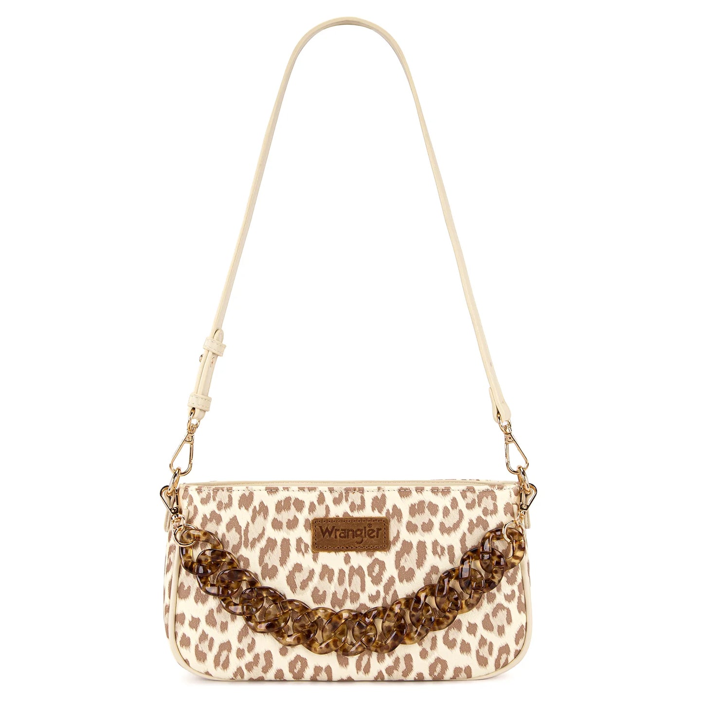 Wrangler Western Leopard Print Shoulder Bag with Chain Detail