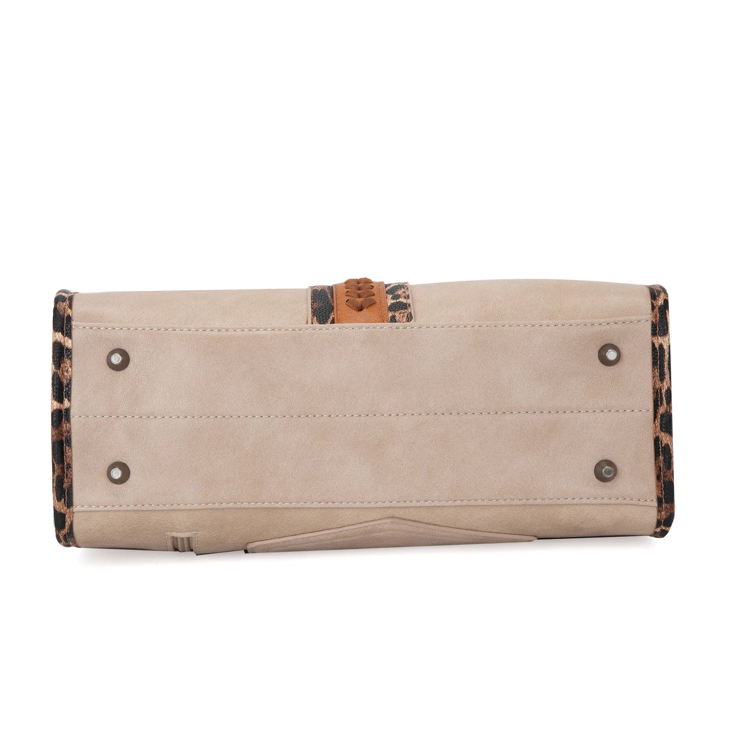 Wrangler Leopard Print Accented Whipstitch Tote with Crossbody Strap