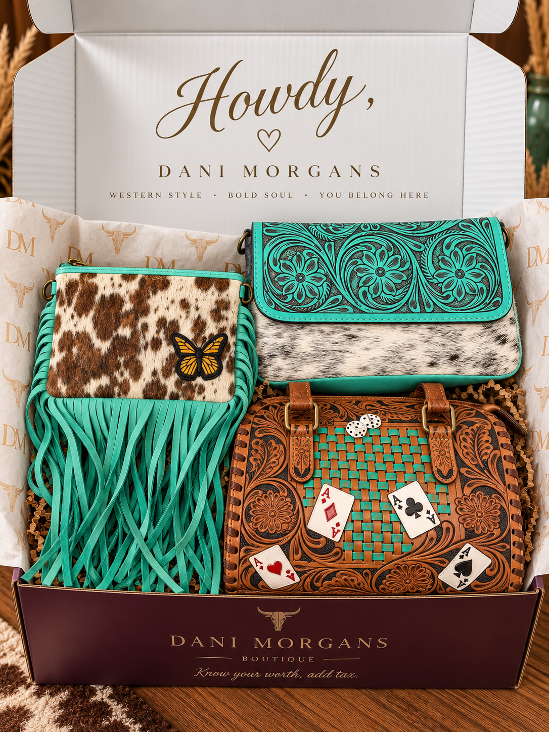 Dani Morgans 3-Piece Handbag Bundle | Genuine Leather & Cowhide Western Bags