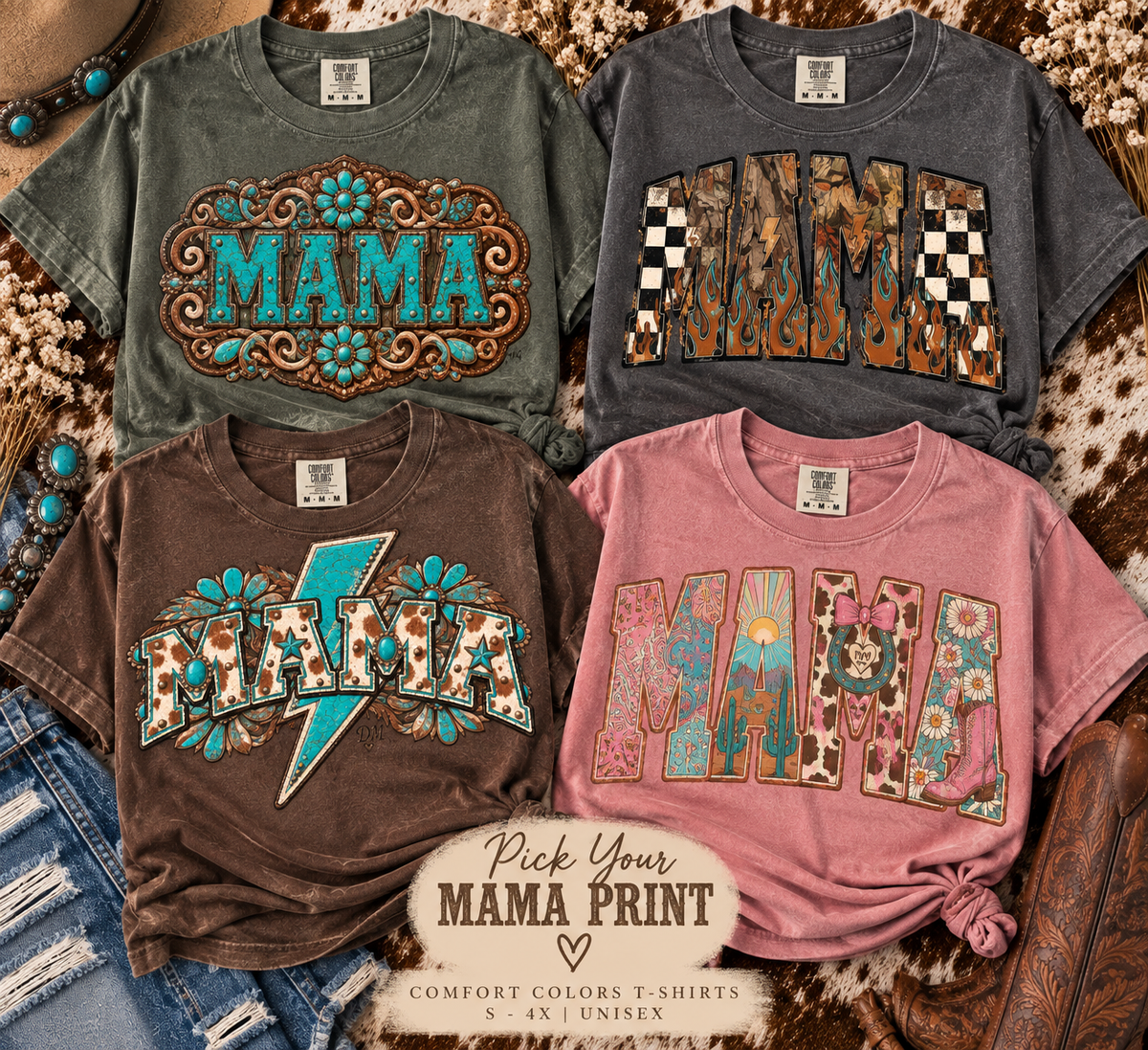 Pick Your MAMA Print Mystery Comfort Colors Tee | Western Graphic Tee Shirt |