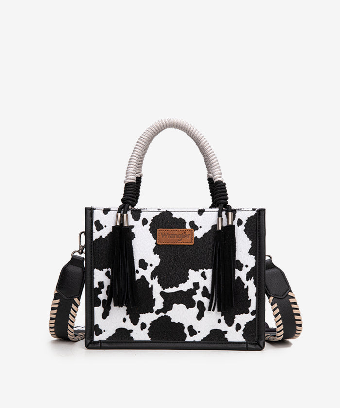 Ropin' Wrangler Cow Print Rope Handle Tote Bag