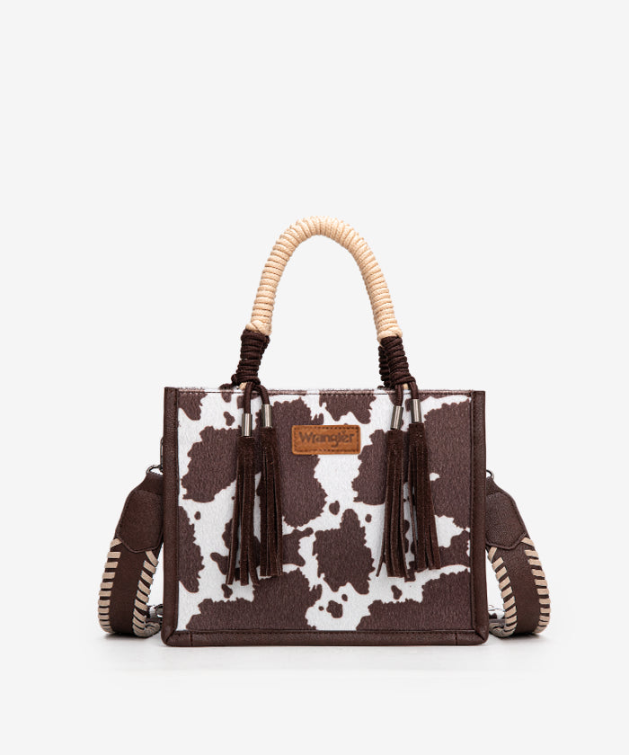 Ropin' Wrangler Cow Print Rope Handle Tote Bag