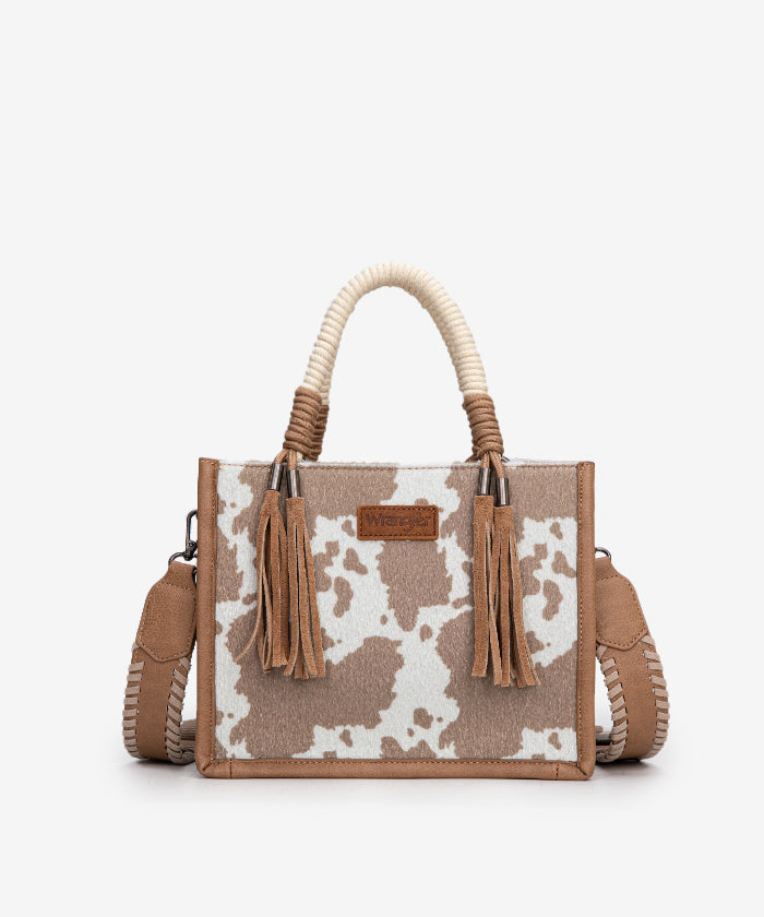 Ropin' Wrangler Cow Print Rope Handle Tote Bag