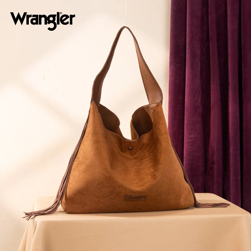 Wrangler Fringe Rustler Tooled Hobo Bag