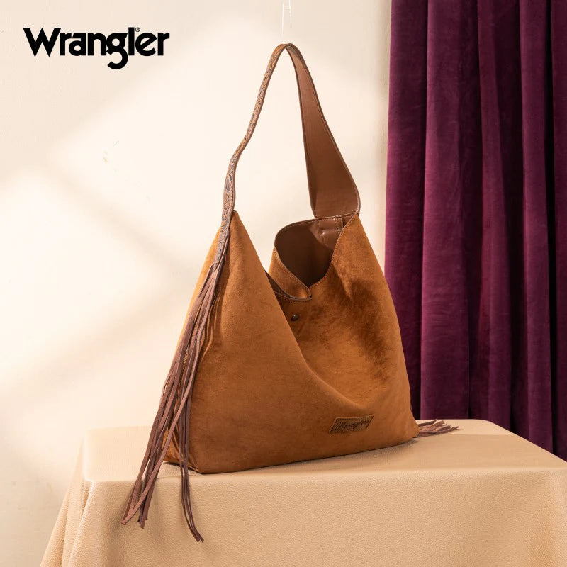Wrangler Fringe Rustler Tooled Hobo Bag
