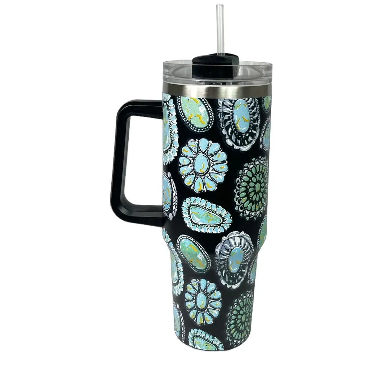Turquoise Treasures Western Tumbler with Handle & Straw