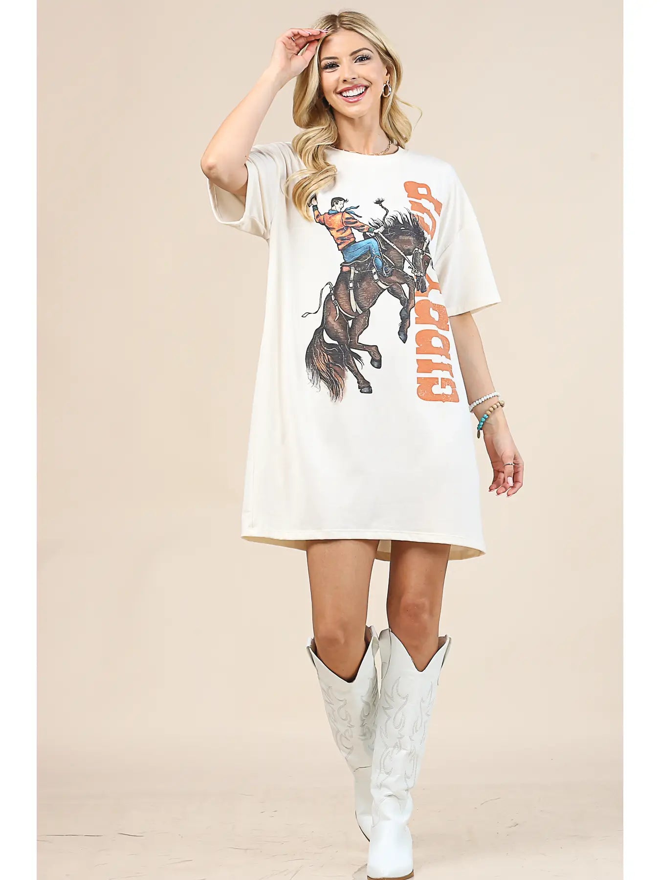 Giddy Up Cowboy Graphic T-Shirt Dress