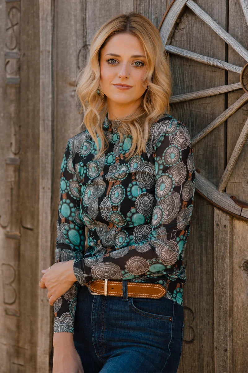 Concho and Turquoise Queen Mesh Top