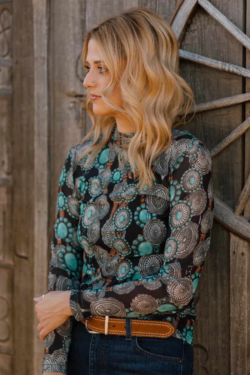 Concho and Turquoise Queen Mesh Top