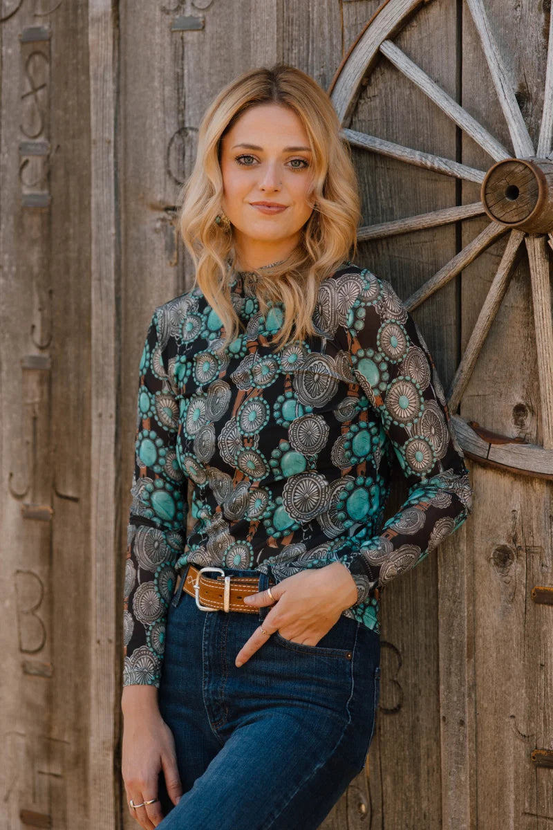Concho and Turquoise Queen Mesh Top