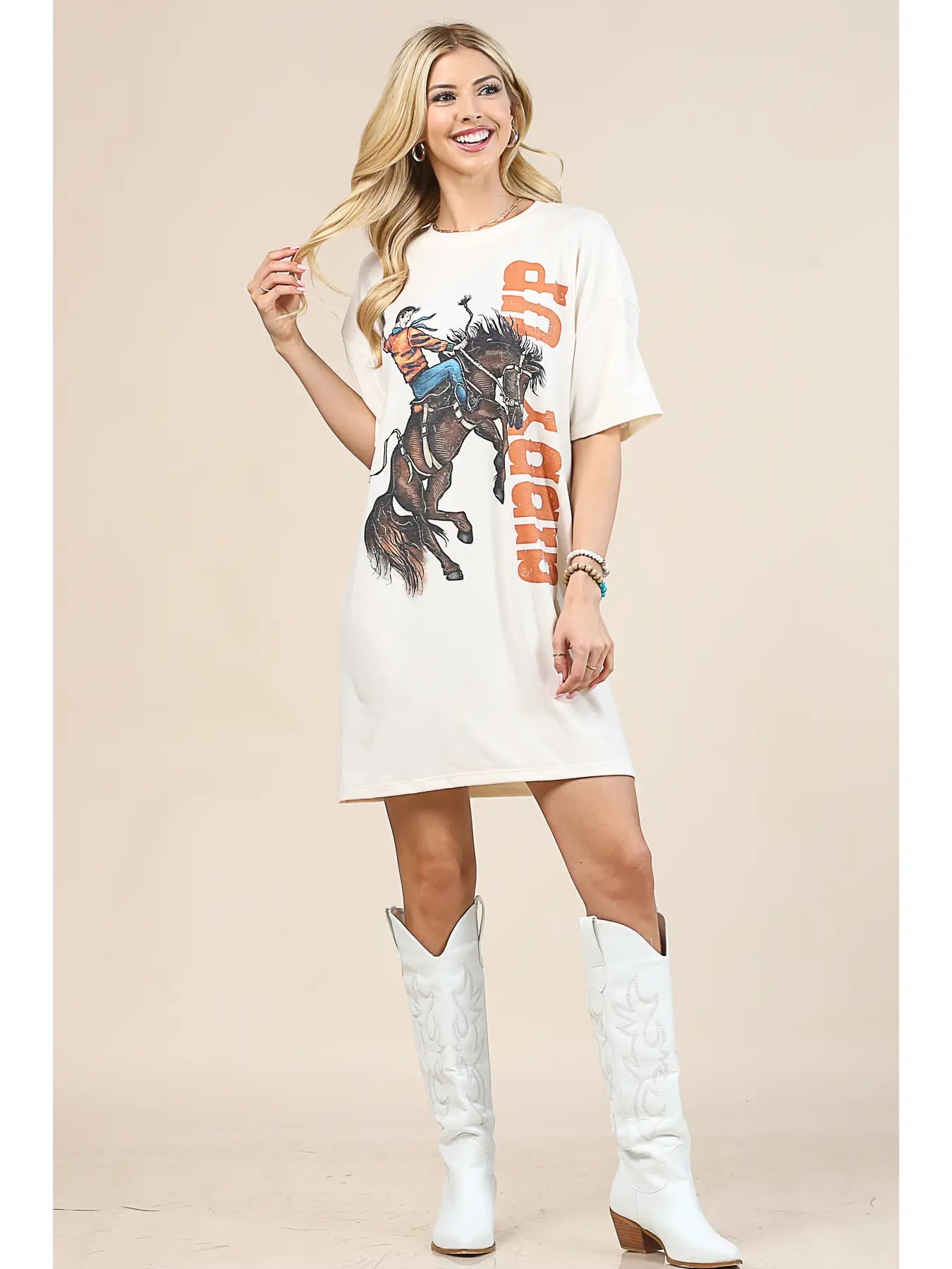 Giddy Up Cowboy Graphic T-Shirt Dress