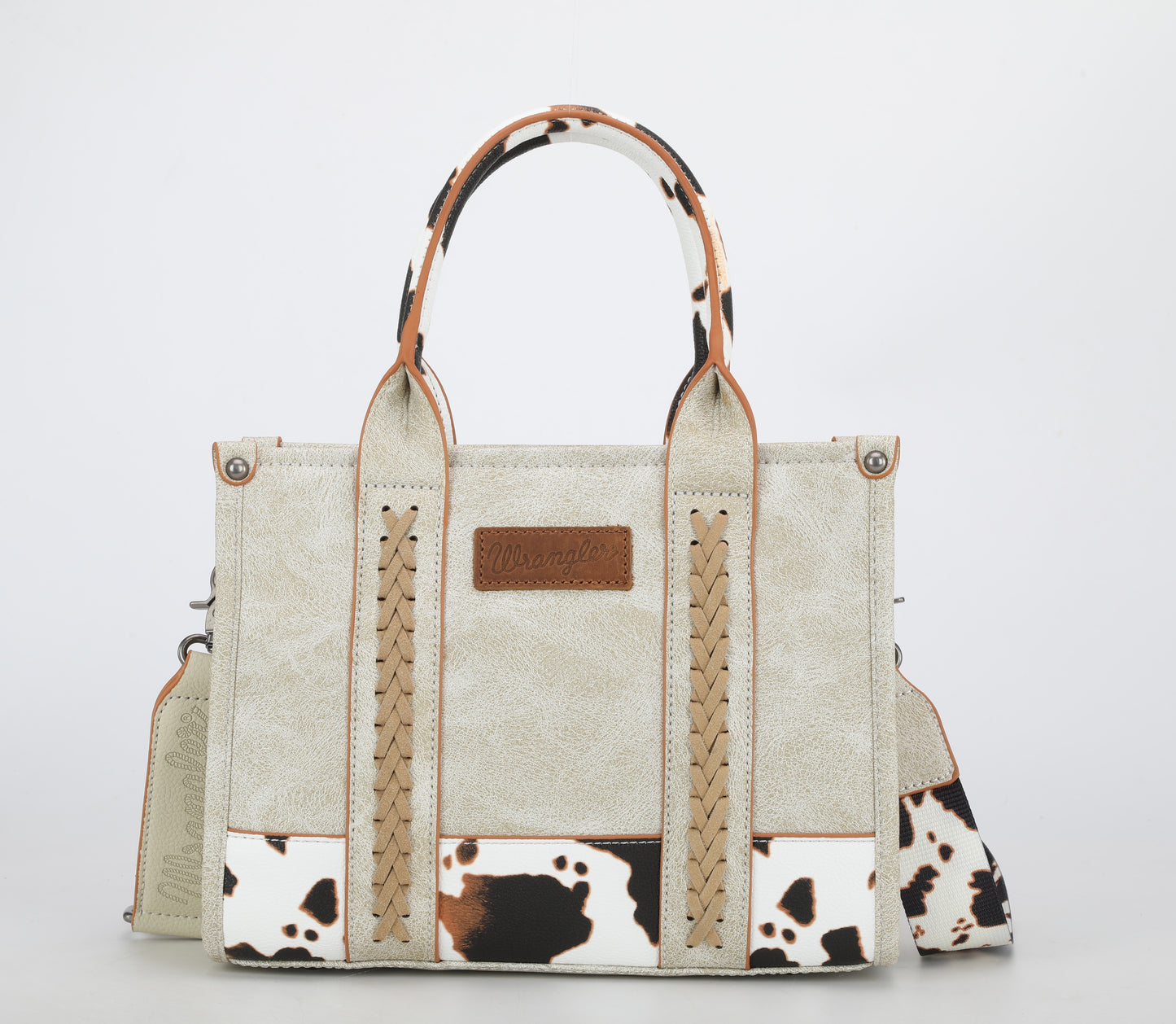 Cow Print Accented Wrangler Concealed Carry Crocodile Pattern Tote/Crossbody Bag by Wrangler