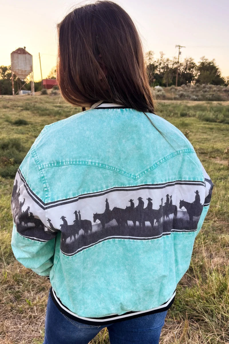 Turquoise Trails Western Bomber Jacket