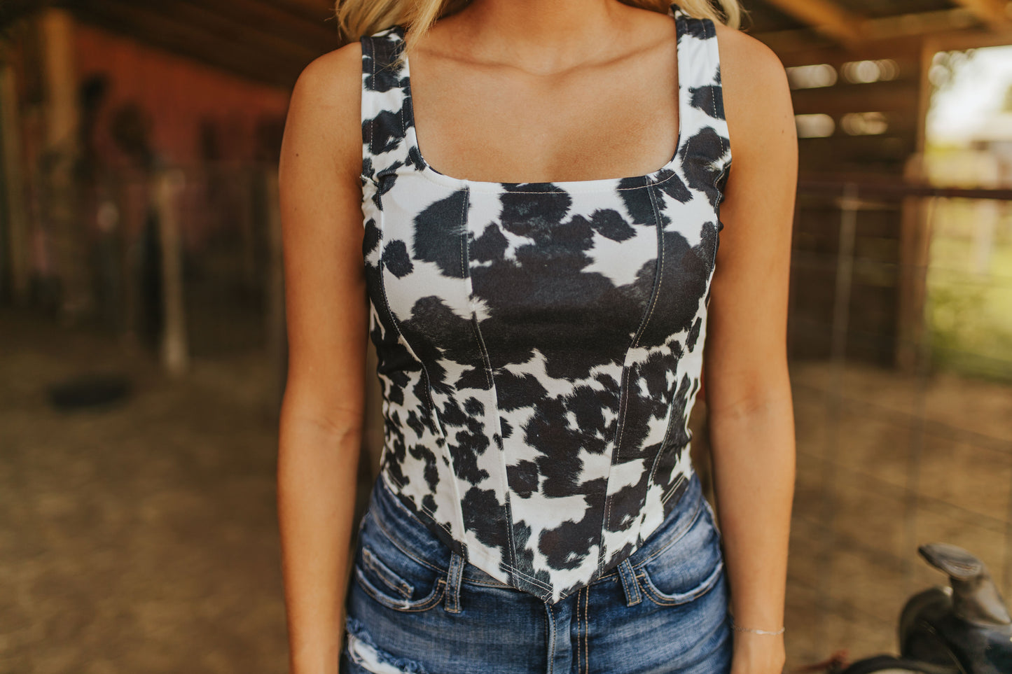 Kenna Cow Print Crop Top