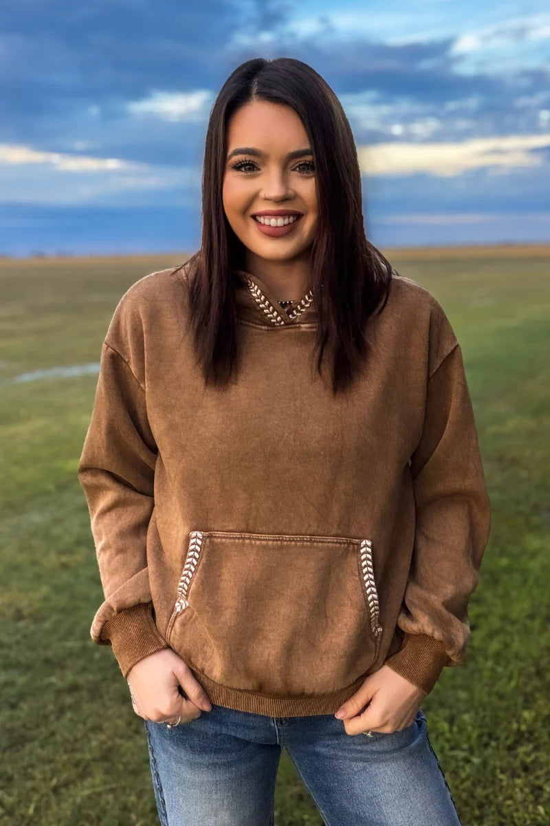 Ranchside Cozy Tan Buckstitch Hoodie