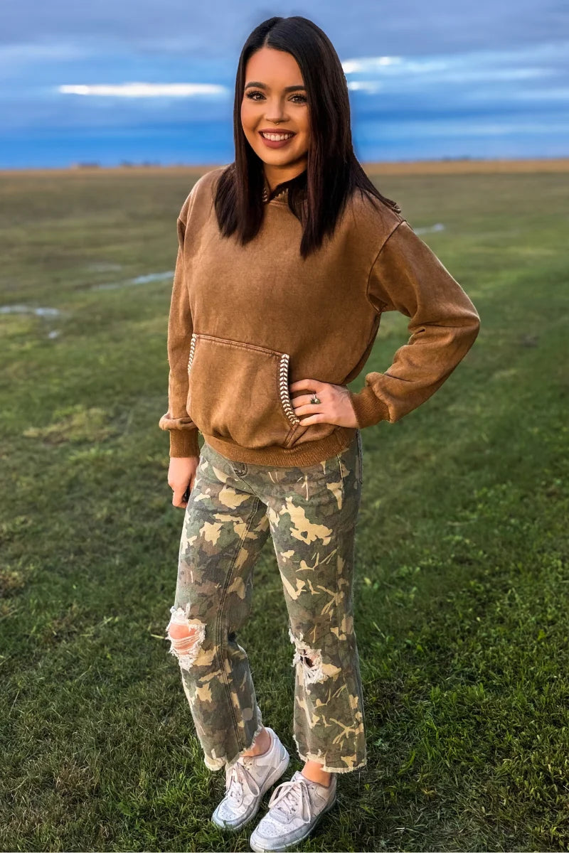 Ranchside Cozy Tan Buckstitch Hoodie