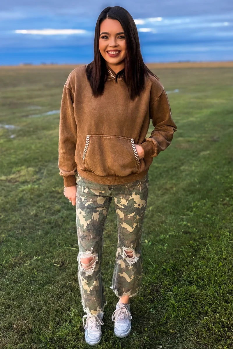 Ranchside Cozy Tan Buckstitch Hoodie