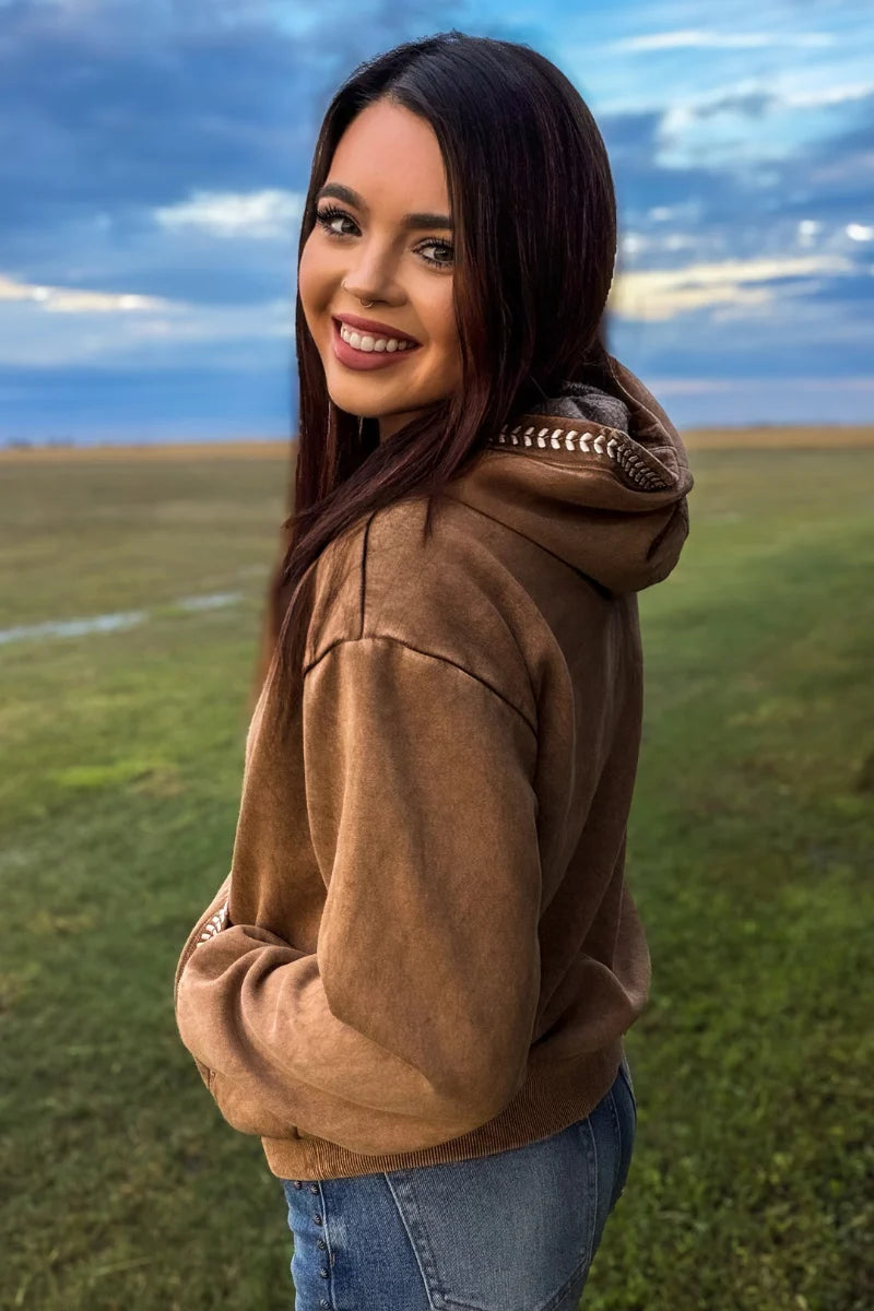 Ranchside Cozy Tan Buckstitch Hoodie