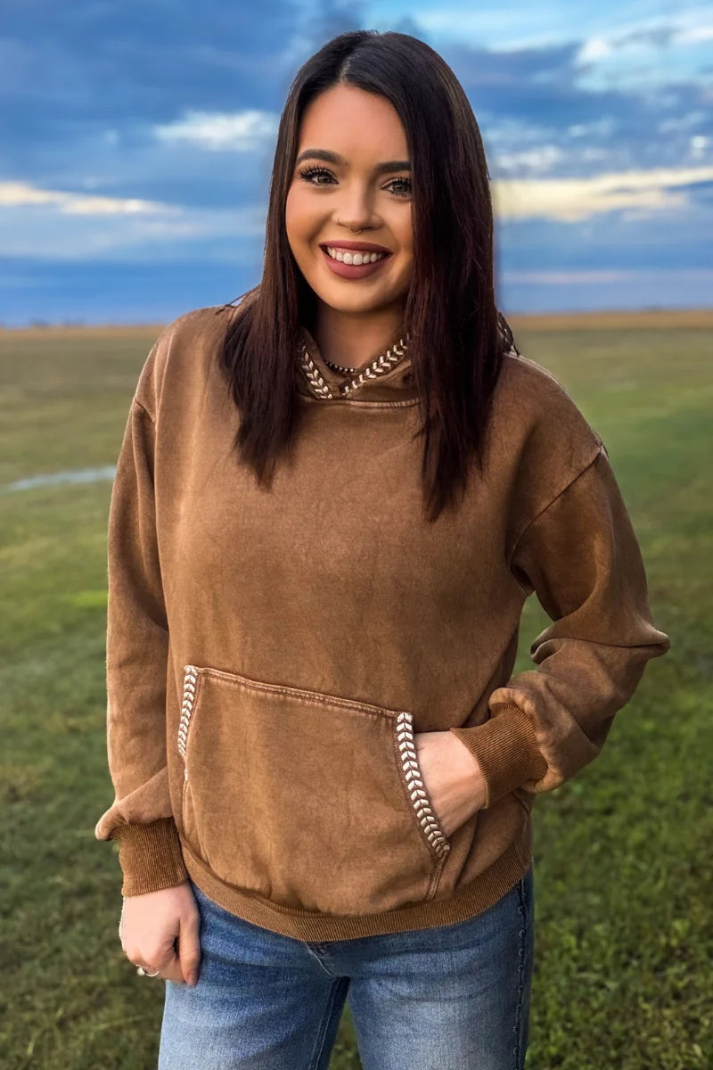 Ranchside Cozy Tan Buckstitch Hoodie