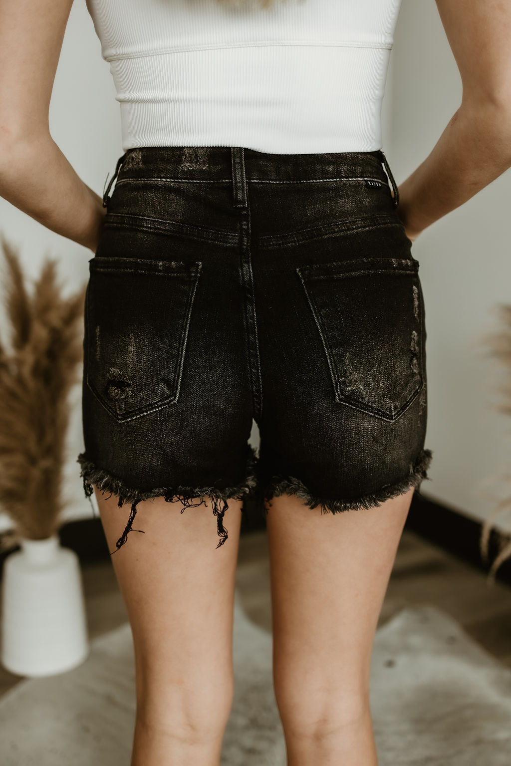 Risen Denim Shorts | Cream Scalloped Eyelet Embroidered