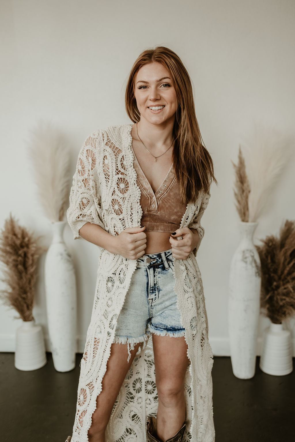 Long Lacey Crochet Cardigan – Dani Morgans - Main Image