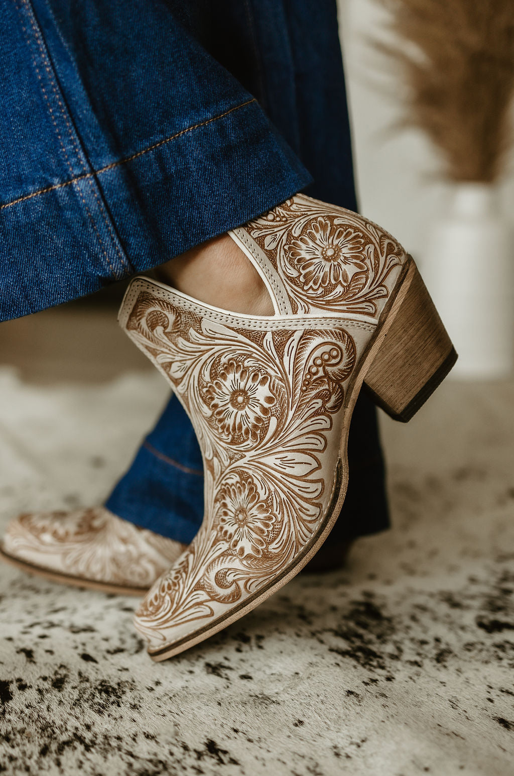 Western Moxie Hand-tooled Booties