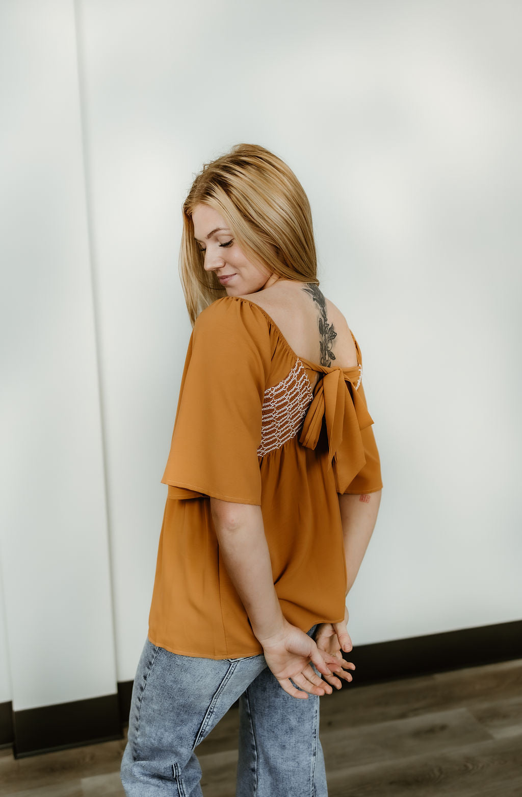 Square Neck Wide Sleeves Flowy Top