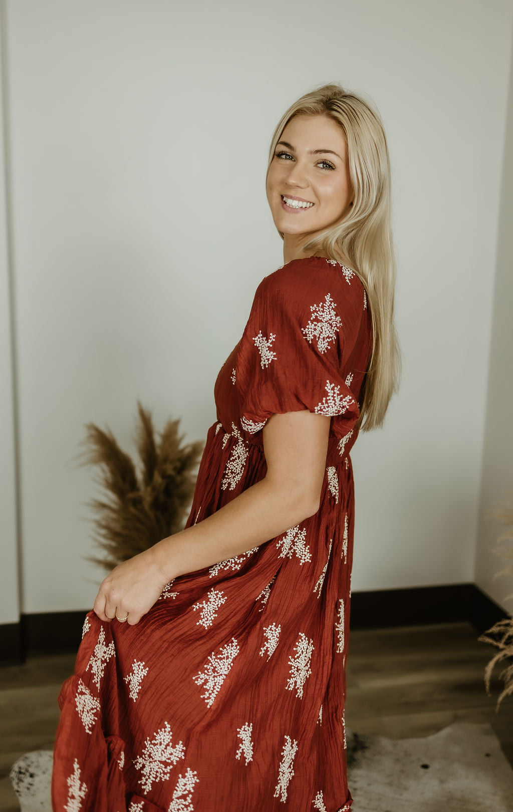 Embroidered Sleeve Maxi Dress