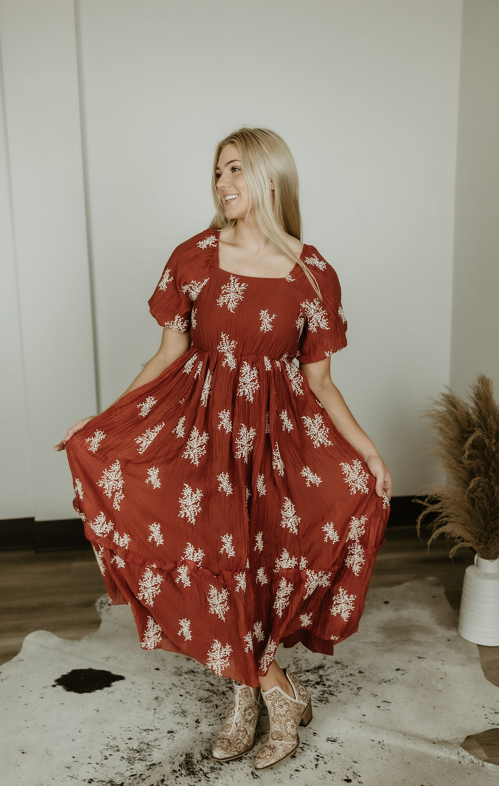 Embroidered Sleeve Maxi Dress