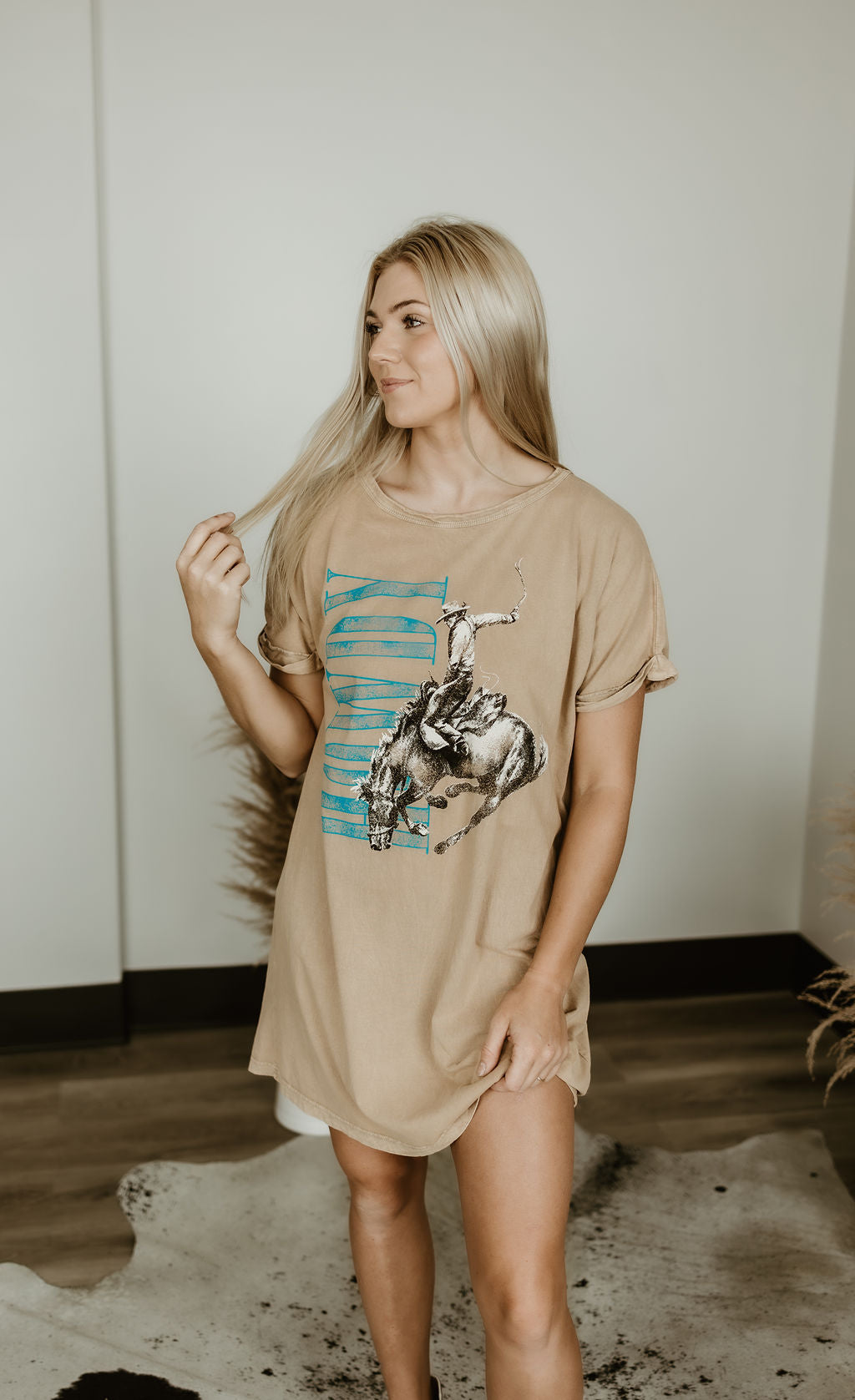 Howdy Ride & Relax Vintage Wash Oversized Tee Dress