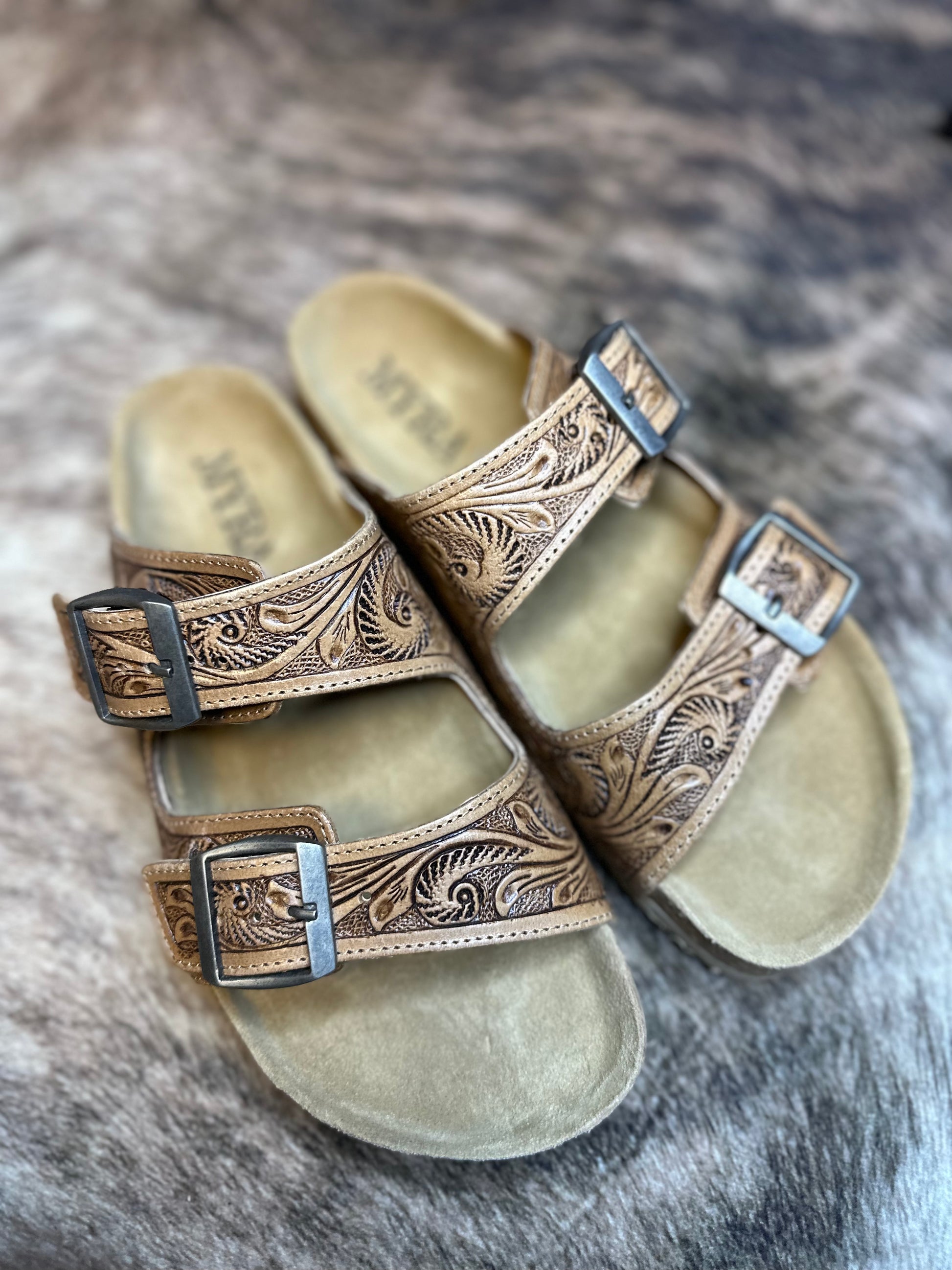 Tooled 2025 leather sandals